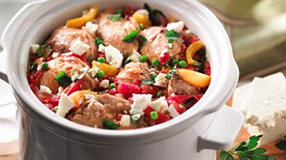 Bowl of chicken and vegetables.